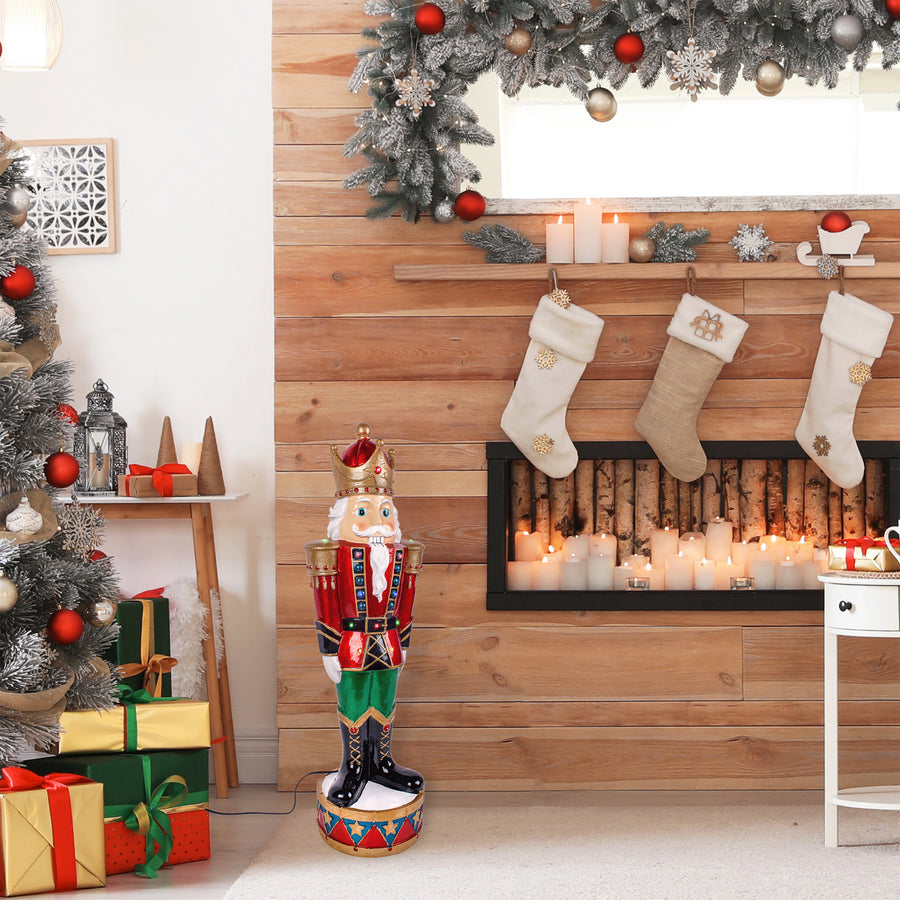 36 in. Pre-Lit Nutcracker Christmas Decoration with Multicolor LED Lights with Hand Painted Details