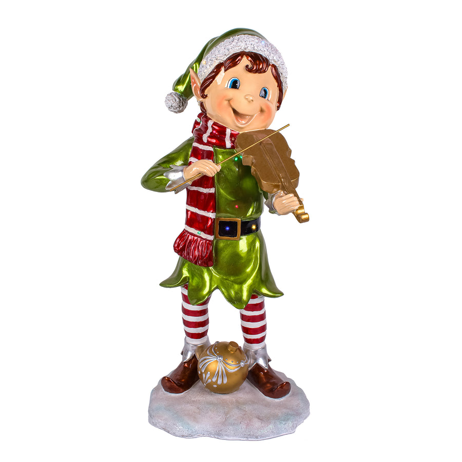 36 in. Fiddle Playing Pixie Elf with Multicolor Lights - National Tree Company
