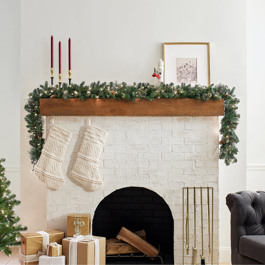 9 ft. Pre-Lit Carolina Pine Garland with Clear Lights