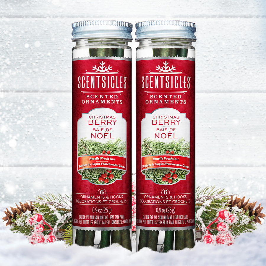 Scented Ornaments, 2-Pack- 6ct Bottle, Christmas Berry, Fragrance-Infused Paper Sticks - National Tree Company