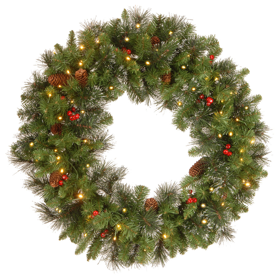 30 in. Pre-Lit Crestwood Spruce Wreath with Clear Lights - National Tree Company