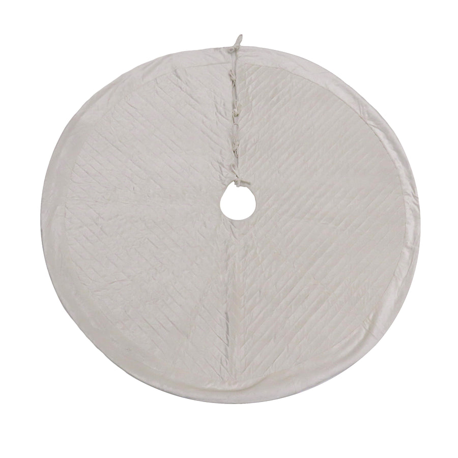 60 in. HGTV Home Collection Quilted Velvet Tree Skirt, Ivory - National Tree Company