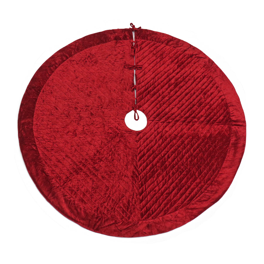 60 in. HGTV Home Collection Quilted Velvet Tree Skirt, Red - National Tree Company