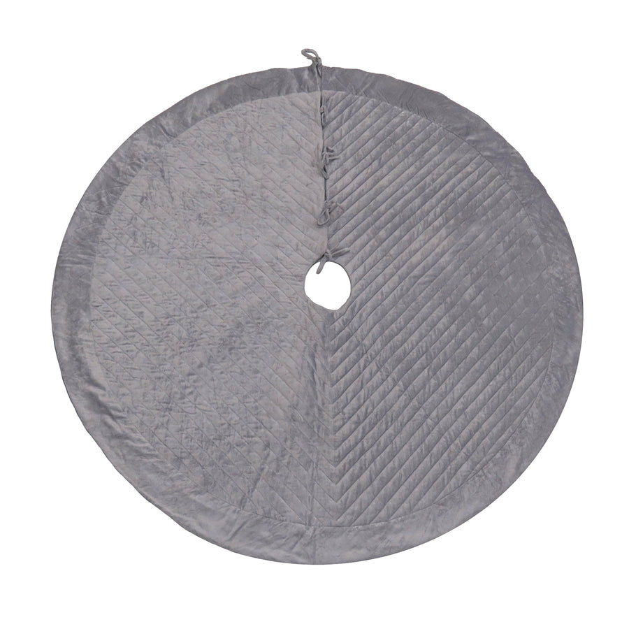 60 in. HGTV Home Collection Quilted Velvet Tree Skirt, Silver - National Tree Company