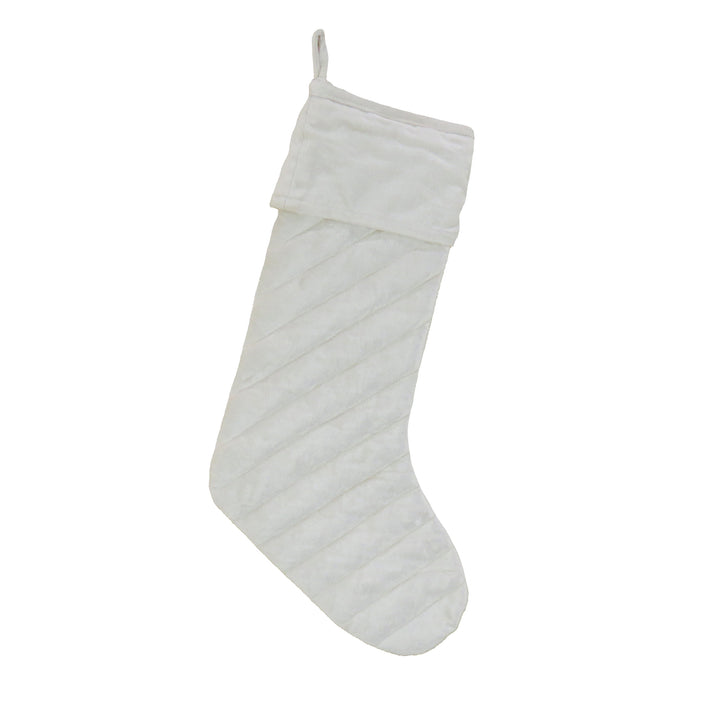 19” HGTV Home Collection Quilted Velvet Stocking, Ivory