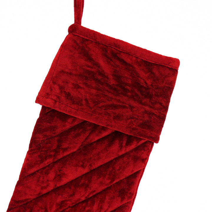 19” HGTV Home Collection Quilted Velvet Stocking, Red