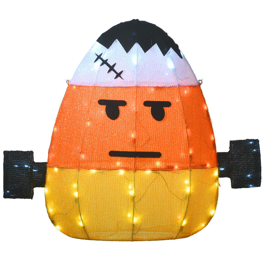 24 in. Halloween Pre-Lit Candy Corn Frankenstein Outdoor Decoration with LED Lights - National Tree Company
