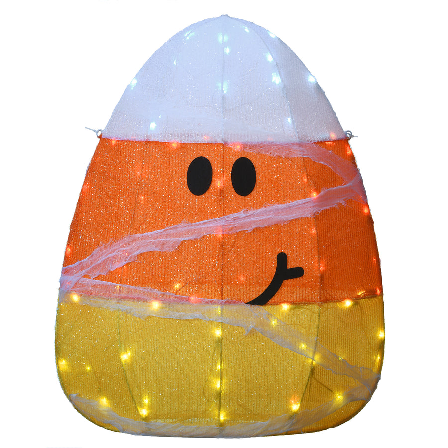 28 in. Halloween Pre-Lit Candy Corn Mummy Outdoor Decoration with LED Lights - National Tree Company