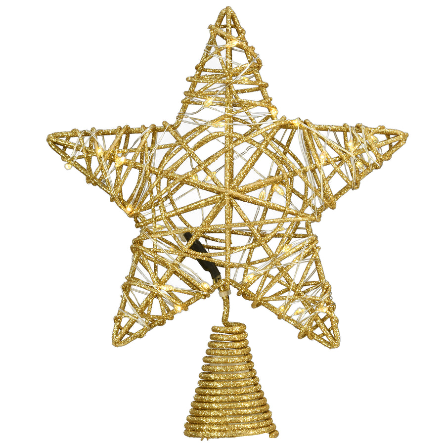 9 in. Gold Star Tree Top for Artificial Trees with Dual Color Lights - National Tree Company