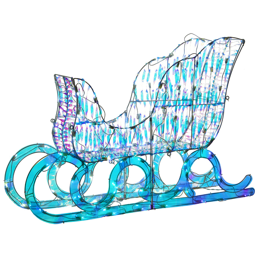 26 in. Pre Lit Iridescent Santa Sleigh Decoration, Strung with 105 Cool White LED Lights - National Tree Company