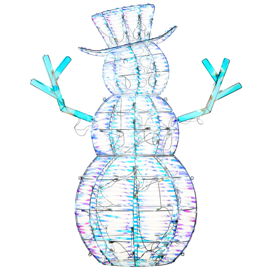 48 in. Pre Lit Iridescent Snowman Decoration, Cool White LED Lights - National Tree Company