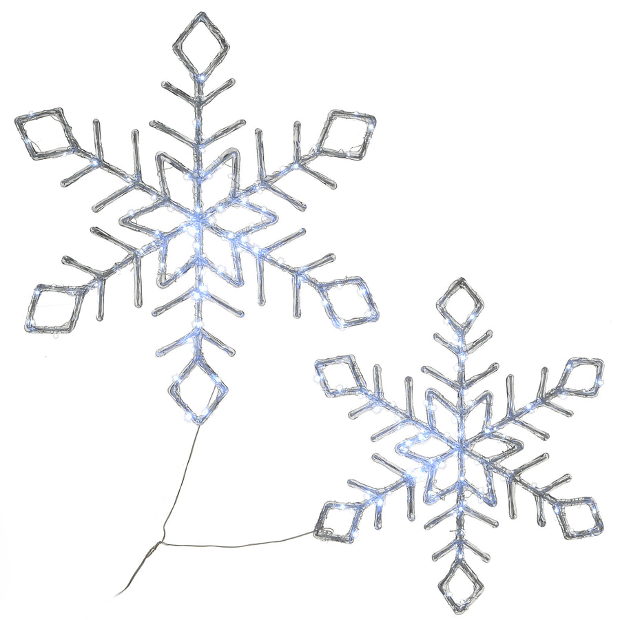 24 in. Pre Lit Diamond Tip Snowflake Decorationvwith Cool White LED Lights - National Tree Company