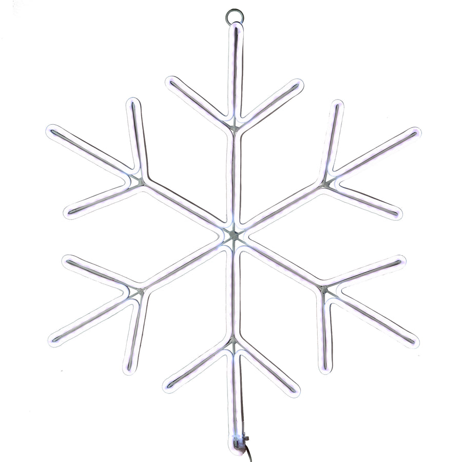 16 in. Neon Styled Snow Flake Decoration with White LED Lights - National Tree Company