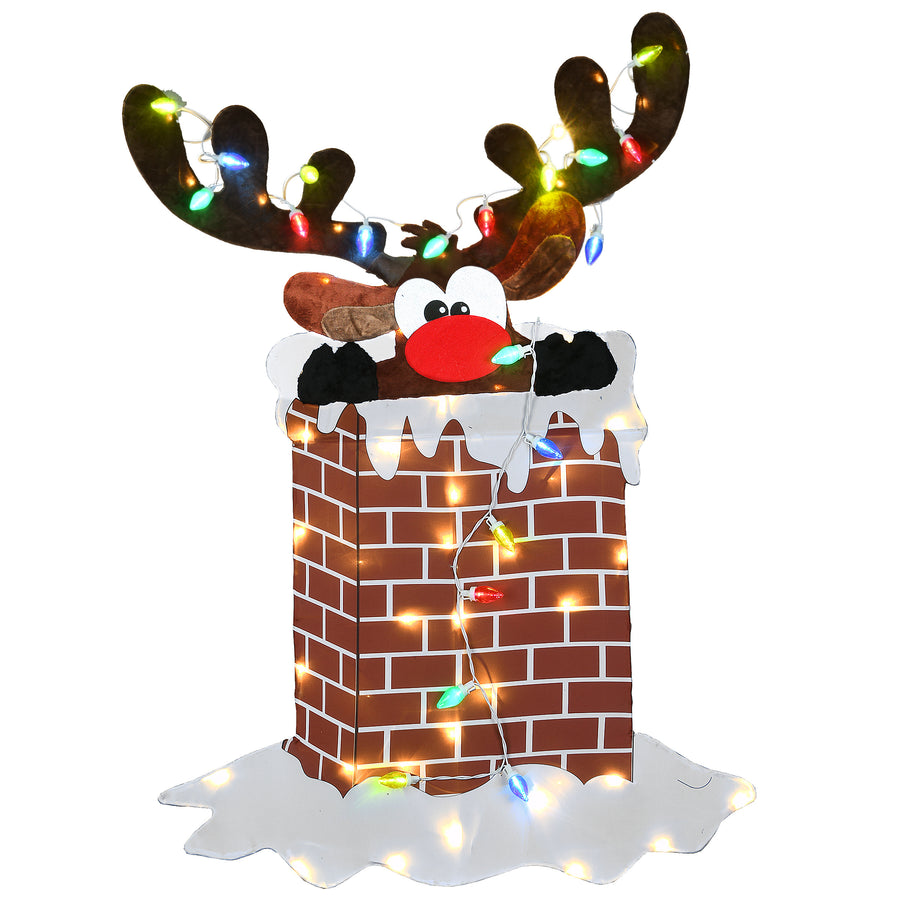 47 in. Pre-Lit Reindeer Stuck in Chimney Decoration - National Tree Company