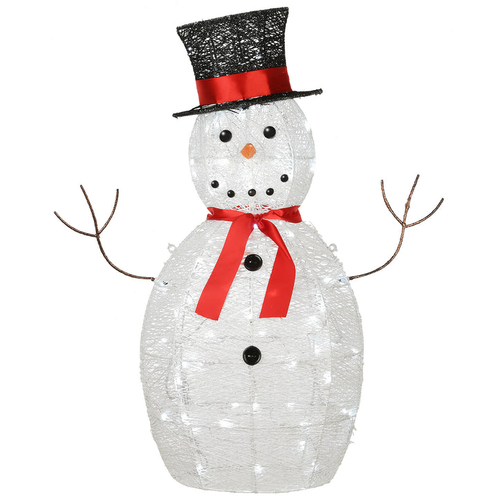 National Tree Company Pre Lit Sisal Snowman Decoration, Cool White LED Lights, Plug In, Christmas Collection, 36 Inches