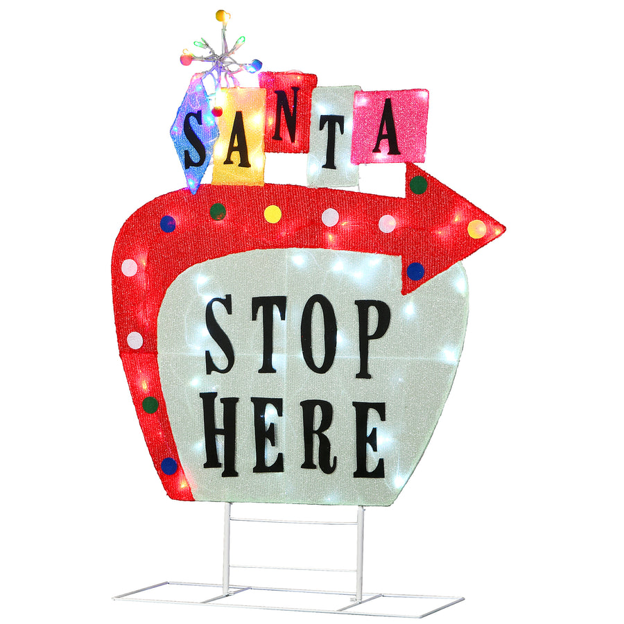 50 in. Pre-Lit Vintage Vegas Santa Sign - National Tree Company