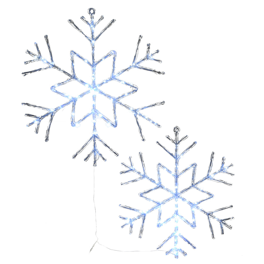 24 in. Pre Lit Six Point Star Snowflake Decoration with Cool White LED Lights - National Tree Company