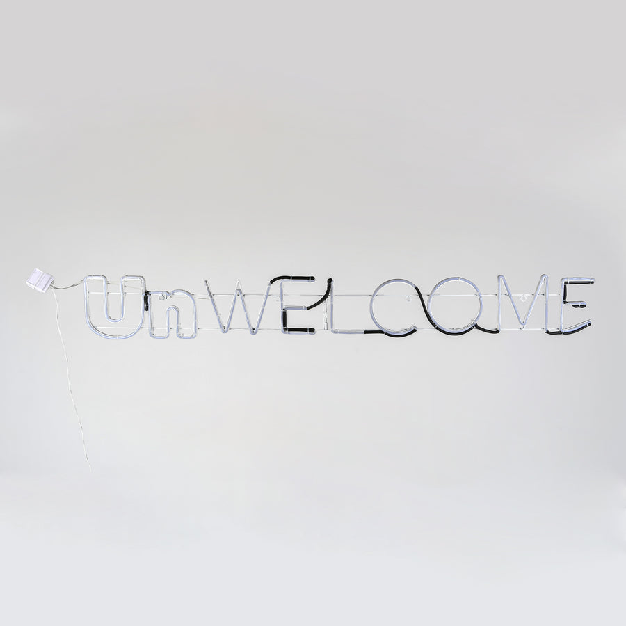 50 in. 2D Neon UnWELCOME Sign with Orange & Green LED Lights - National Tree Company