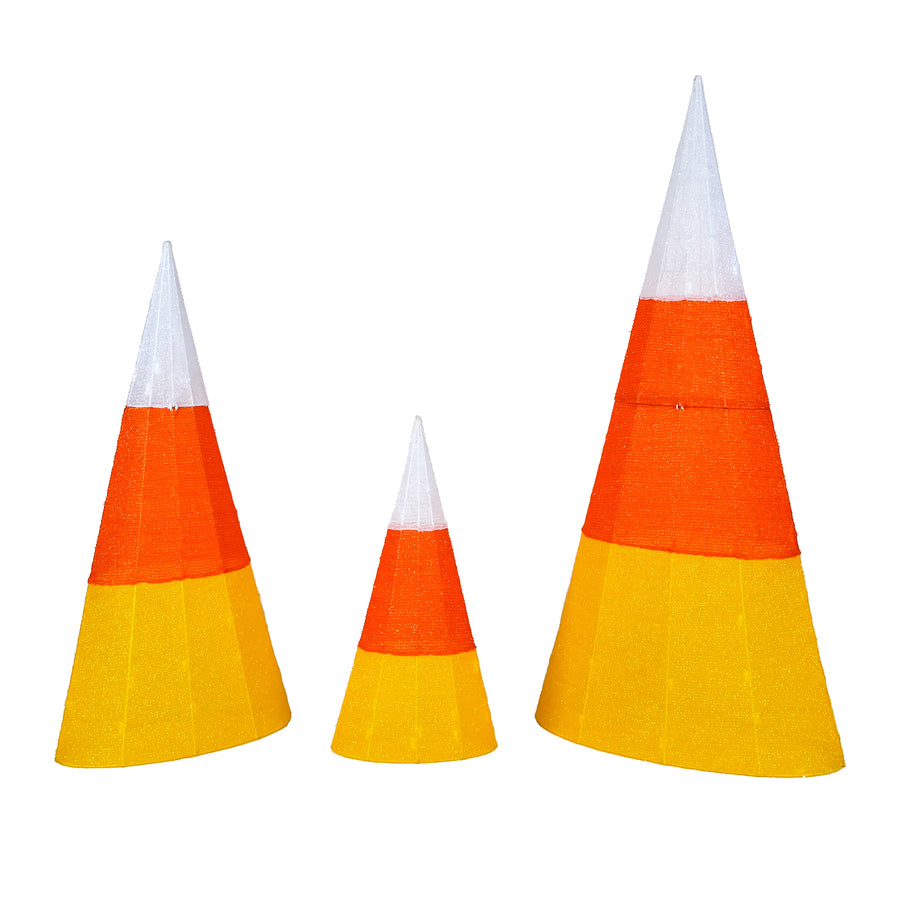 3 in. Halloween Candy Corn Cones Outdoor Lawn Decoration with LED Lights - National Tree Company
