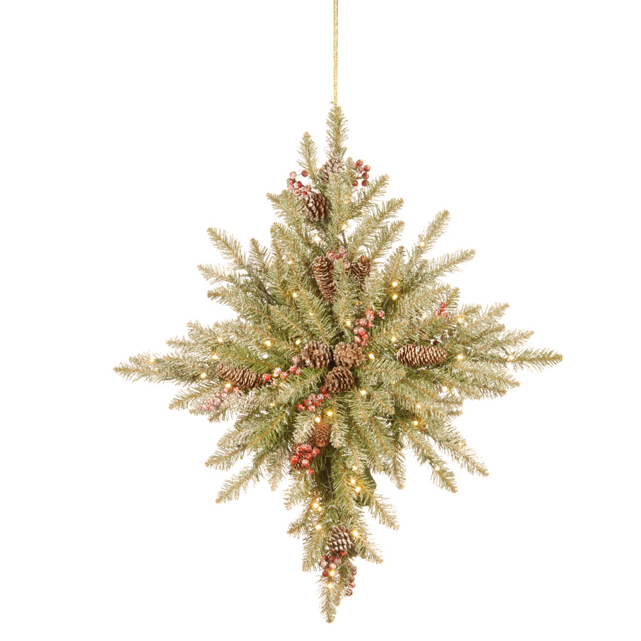 32 in. Pre-Lit Snowy Dunhill Fir Bethlehem Star Wreath with LED Lights - National Tree Company