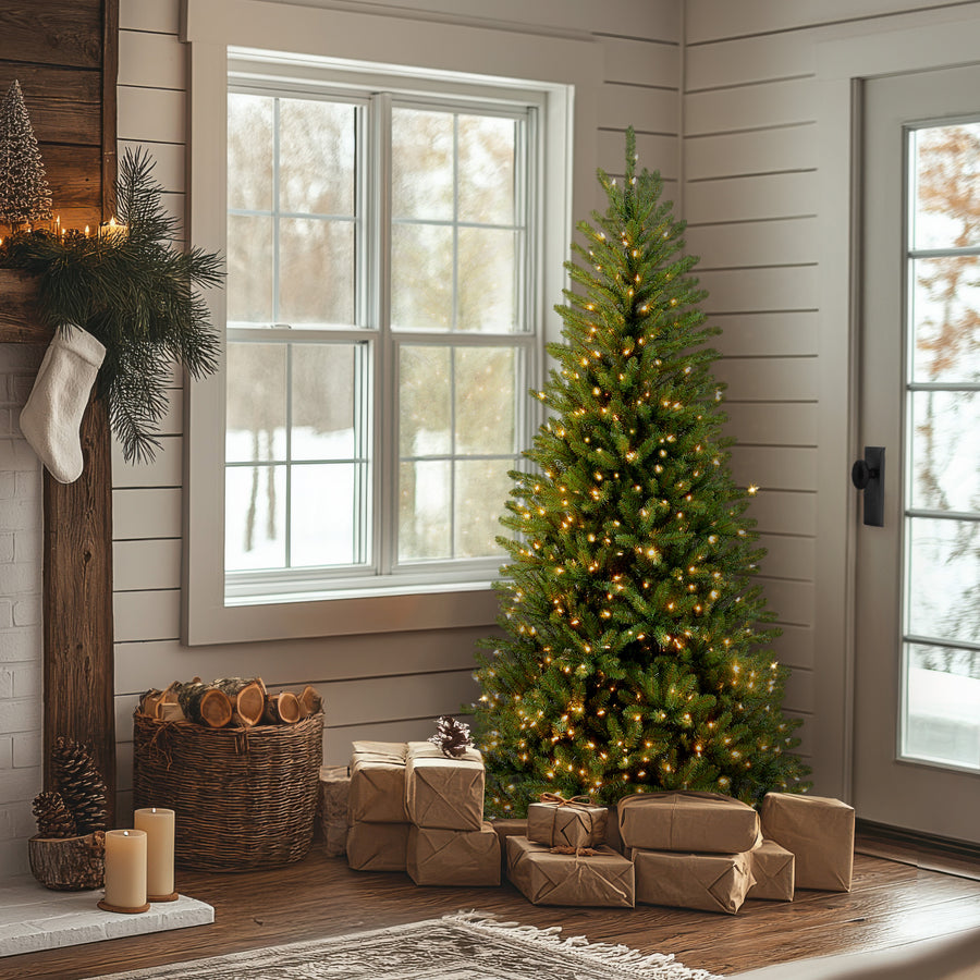 6.5 ft. Pre-Lit Dunhill Fir Slim Tree with Clear Lights