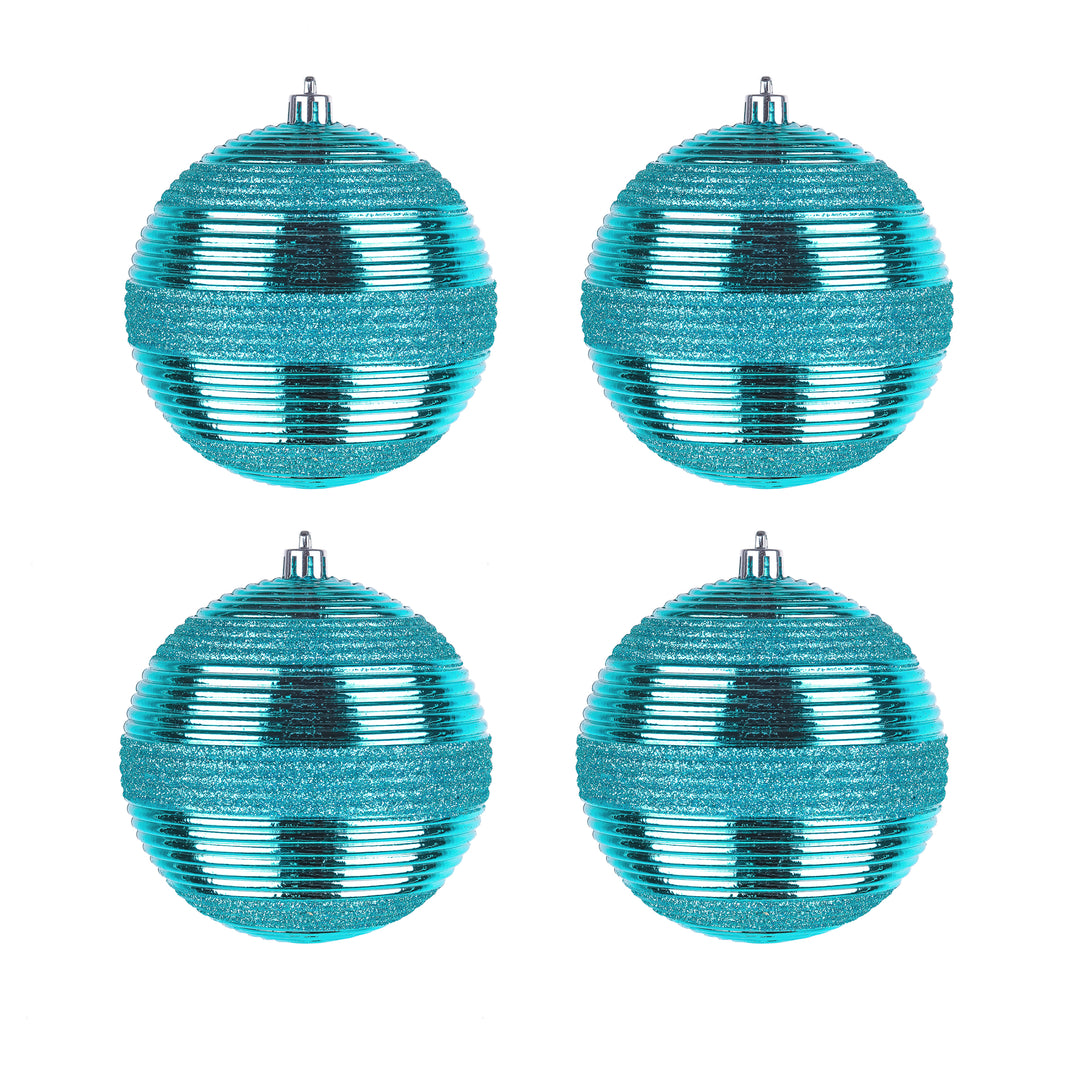 First Traditions 4 Piece Shatterproof Swirling Blue Ornaments