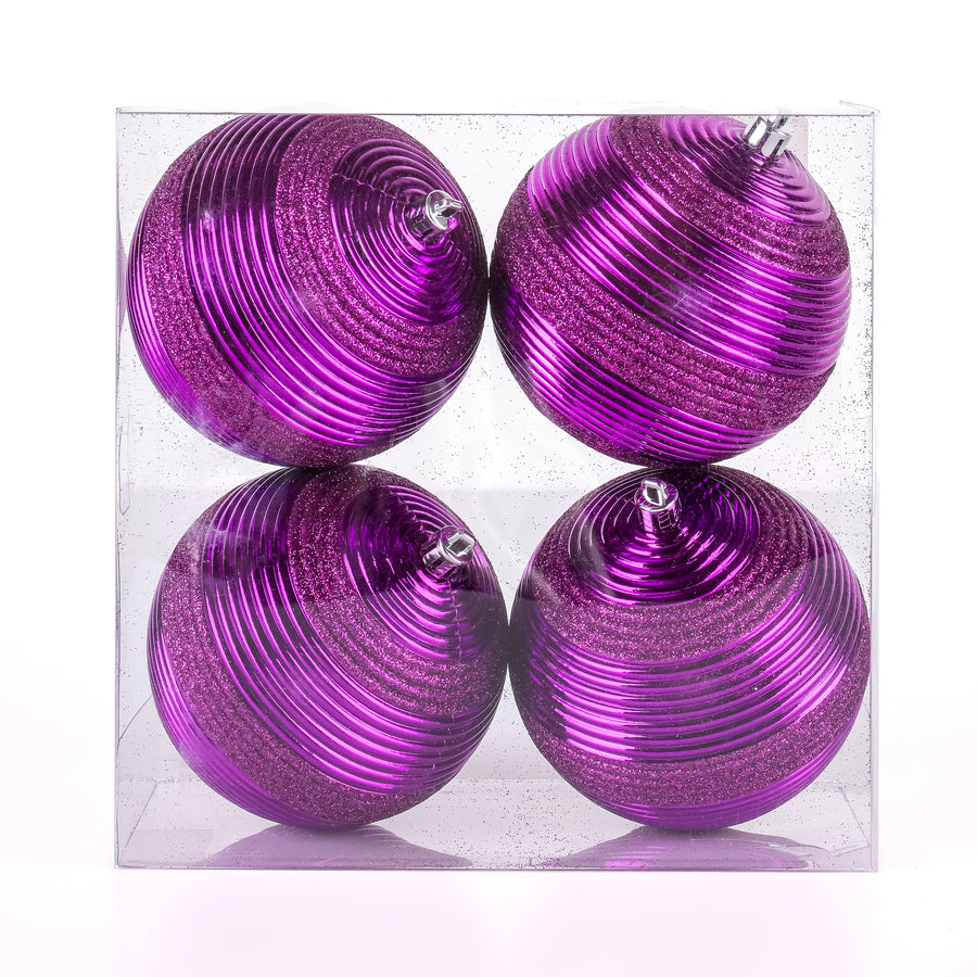 4-Piece Shatterproof Swirling Purple Ornaments - National Tree Company