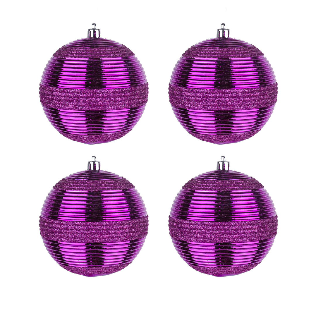 First Traditions 4 Piece Shatterproof Swirling Purple Ornaments