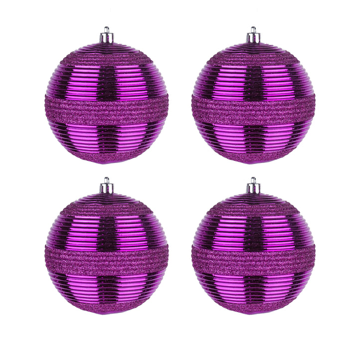 First Traditions 4 Piece Shatterproof Swirling Purple Ornaments