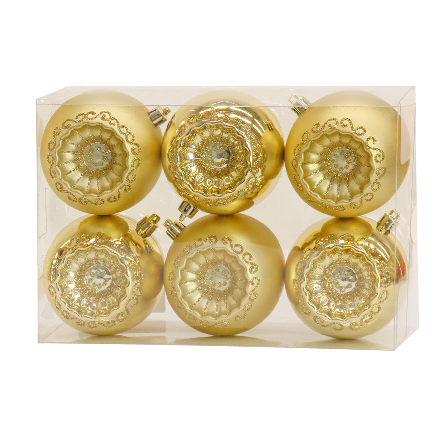 6-Piece Shatterproof Glittering Gold Ornaments - National Tree Company