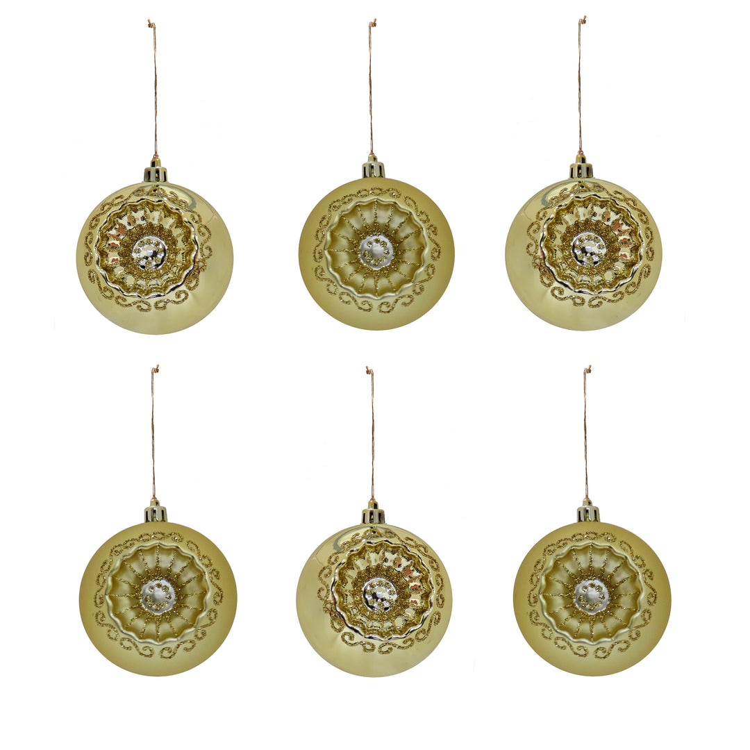 First Traditions 6 Piece Shatterproof Glittering Gold Ornaments
