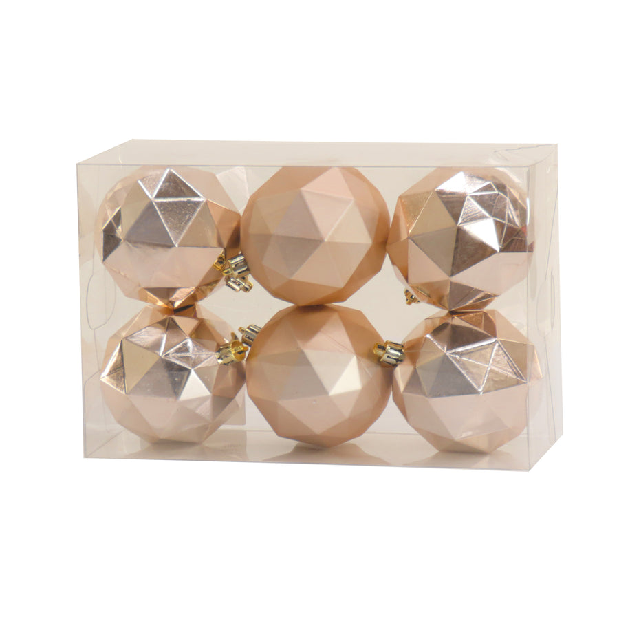 6-Piece Shatterproof Geometric Silver Ornaments - National Tree Company