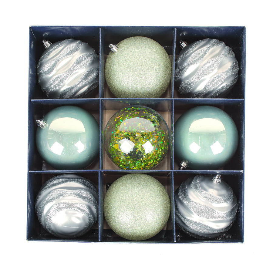 13 in. Mint Xmas Ball Decor Set - National Tree Company
