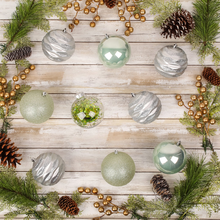 First Traditions - 13" Mint Xmas Ball Decor Set