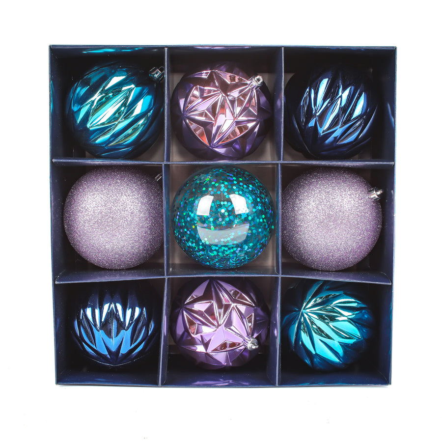 13 in. Purple Xmas Ball Decor Set - National Tree Company