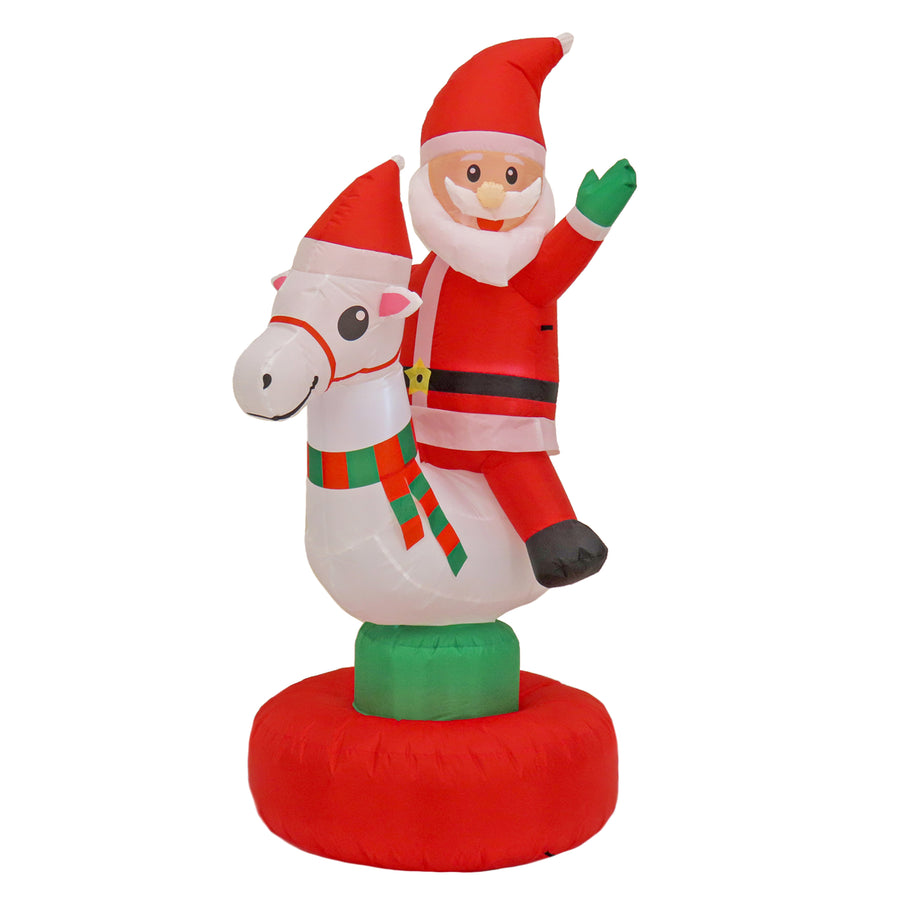 6 ft. Red Inflatable Blow Up Santa on Horse - National Tree Company