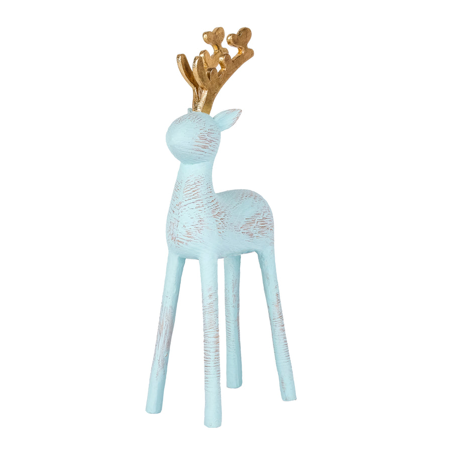 9 in. Woodgrain Reindeer Decor, Blue - National Tree Company