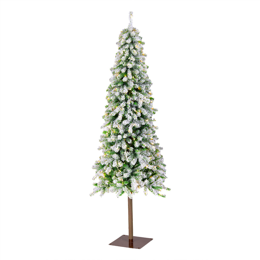 6.5 ft. Pre-Lit Snowy Grand Alpine Pencil Slim Tree with Clear Lights - National Tree Company
