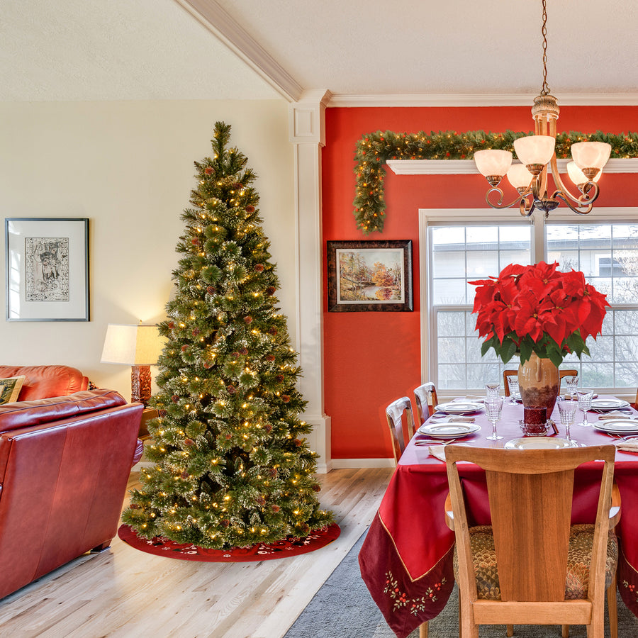 7.5 ft. Pre-Lit Glittery Bristle Slim Tree with Clear Lights