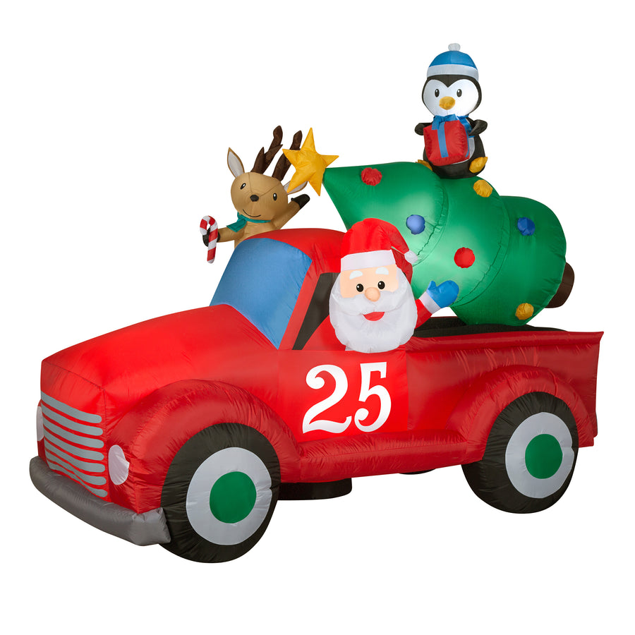 8 ft. Inflatable Santa in Vintage Pickup Truck with LED Lights - National Tree Company