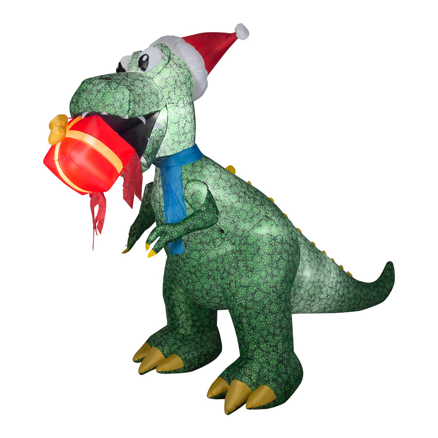 9.5 ft. Inflatable Tyrannosaurus Rex with Gift and LED Lights - National Tree Company