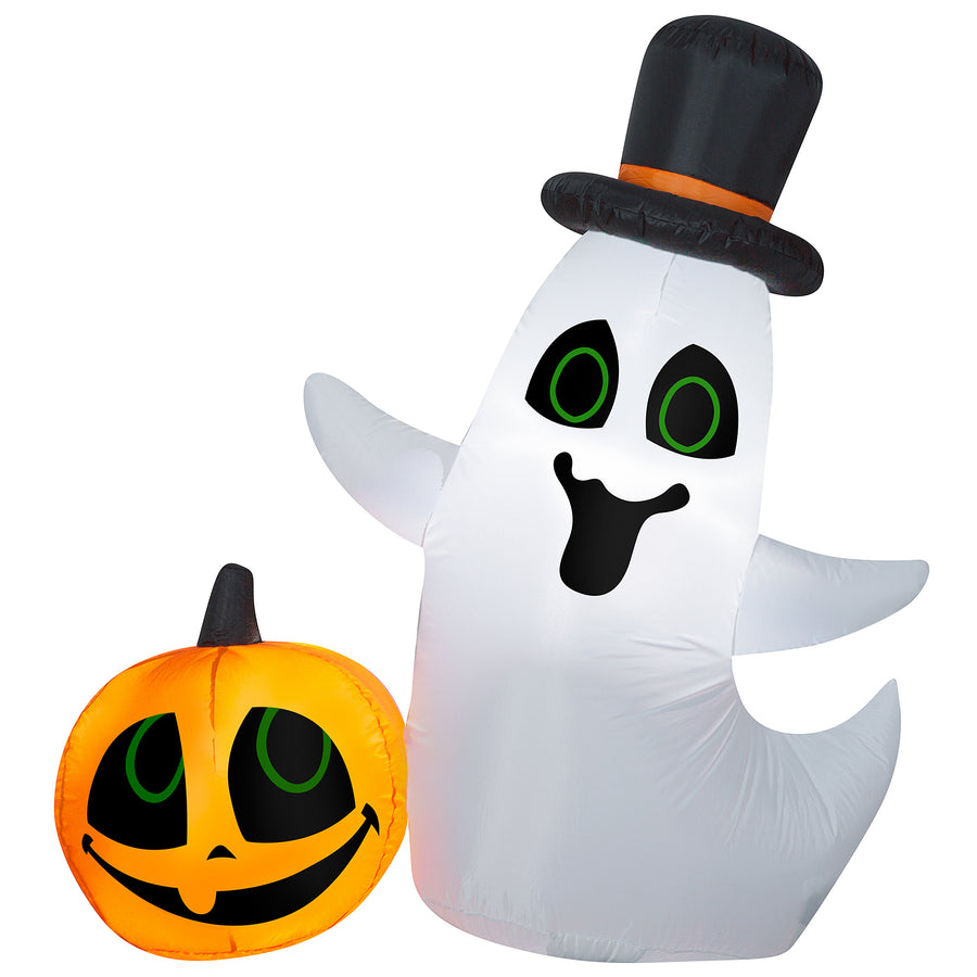 4 ft. Halloween Ghost with Pumpkin Small Scene Inflatable Decoration - National Tree Company
