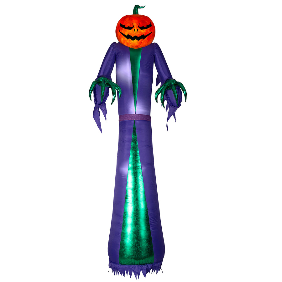12 ft. Pre-Lit Halloween Giant Jack O Lantern Sorcerer Inflatable Decoration with LED lights - National Tree Company