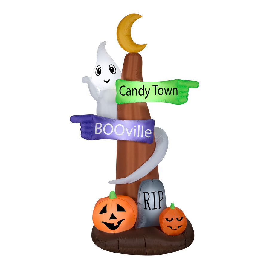 8 ft. Halloween Signpost and Ghost Inflatable Decoration - National Tree Company