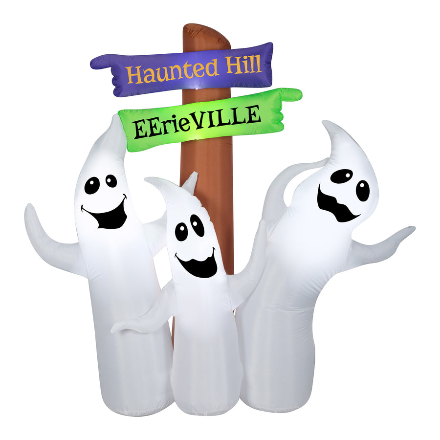 6 ft. Halloween Ghost Trio and Signpost Decoration - National Tree Company