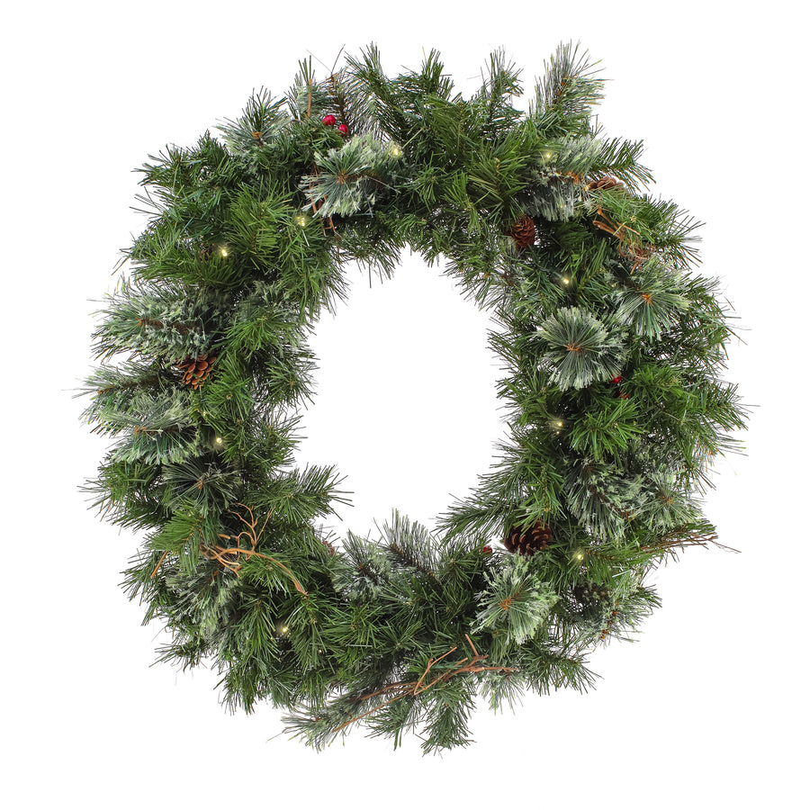 30 in. Pre-Lit Glistening Pine Wreath with LED Lights - National Tree Company