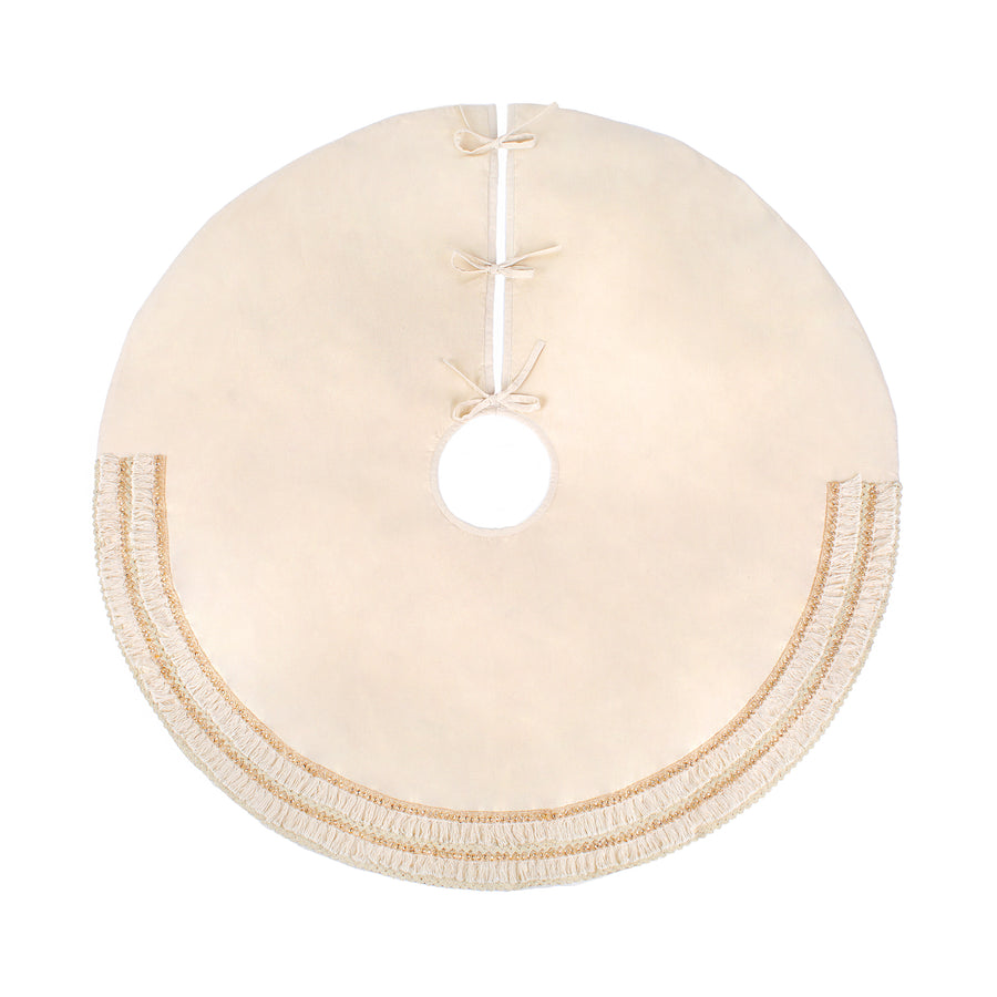 52 in. HGTV Home Collection Fringe Detail Tree Skirt, Off White - National Tree Company