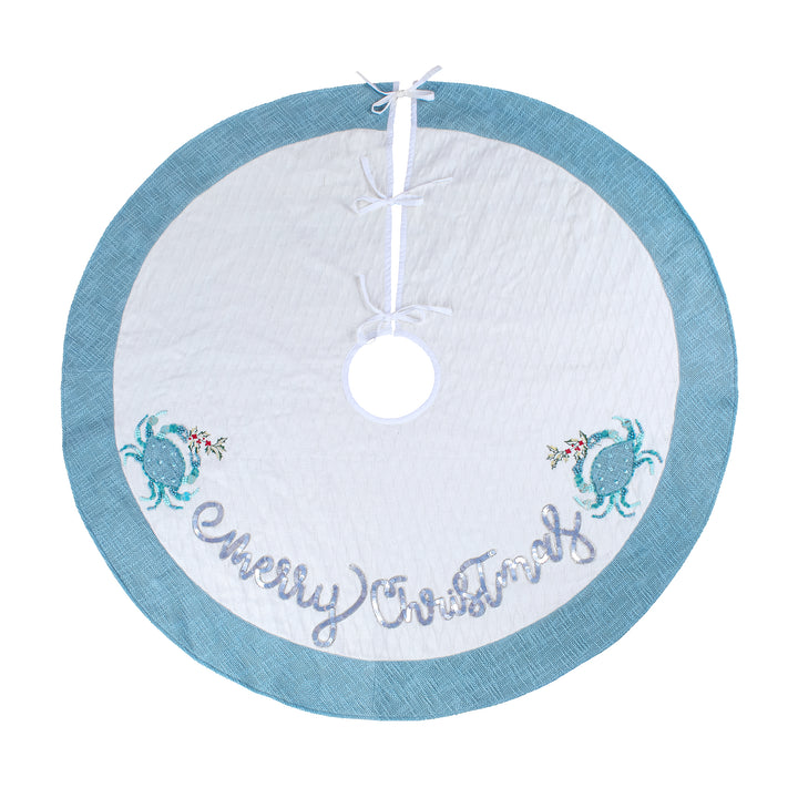 52" HGTV Home Collection Embroidered Coastal Colors Tree Skirt