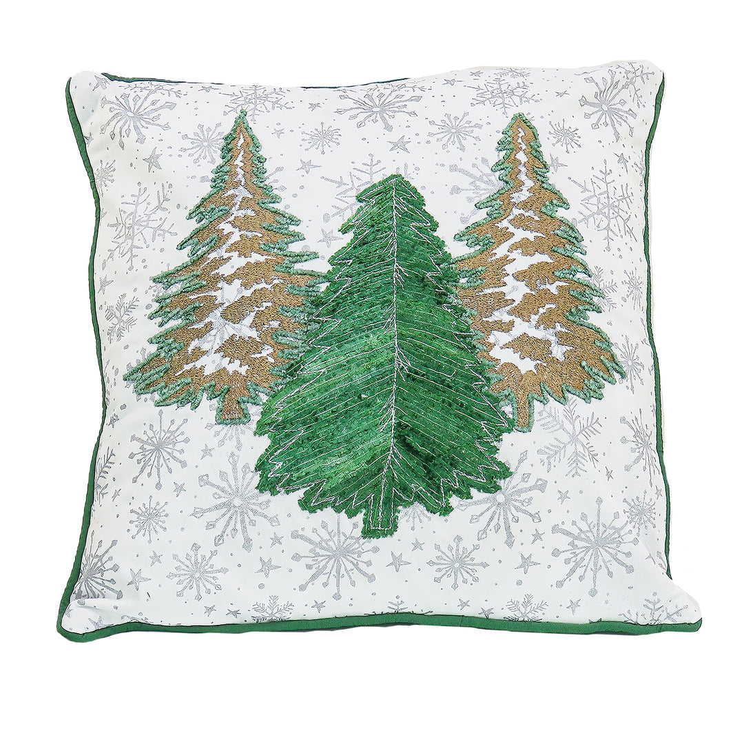 National Tree Company, HGTV Home Collection, 18"x18" Embroidered Forest Pillow