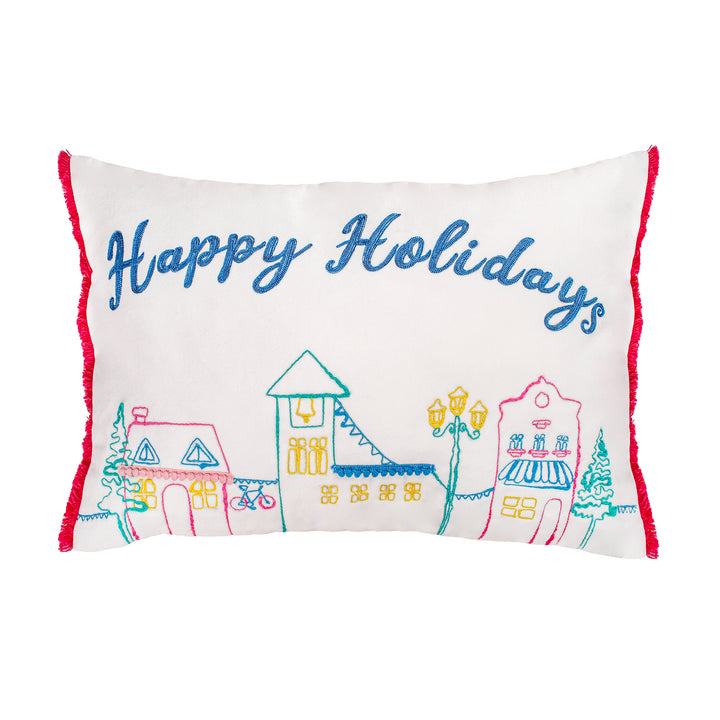 20" HGTV Home Collection Embroidered Happy Holidays Pillow